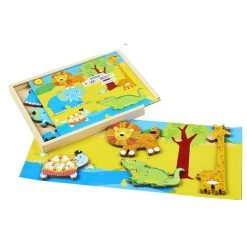 Le moins cher 🎉 Imagin Puzzle éveil En Bois La Savane - 18 Pièces ⭐