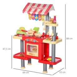Coupon 😉 HOMCOM Cuisine Pour Enfant Jeu D'imitation De La Marchande 2 En 1 - 50 Accessoires Inclus Effets Sonores Rouge 🥰 -Clementoni Shop unnamed file 1138