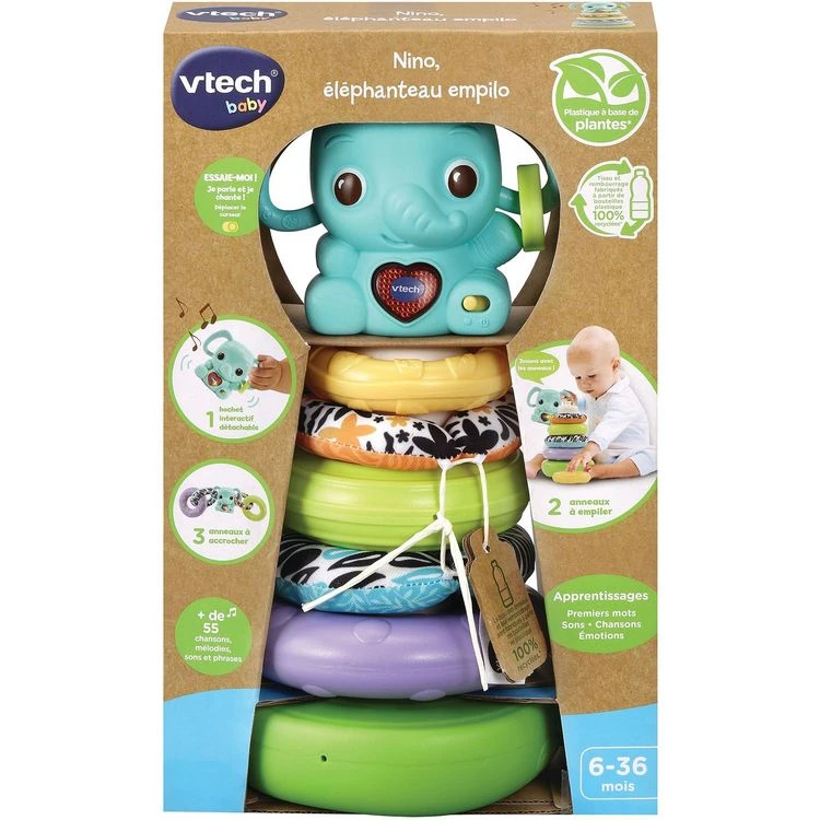 Meilleure vente 😍 VTECH BABY Nino, Éléphanteau Empilo 3 En 1 🔥 3 Meilleure vente 😍 VTECH BABY Nino, Éléphanteau Empilo 3 En 1 🔥