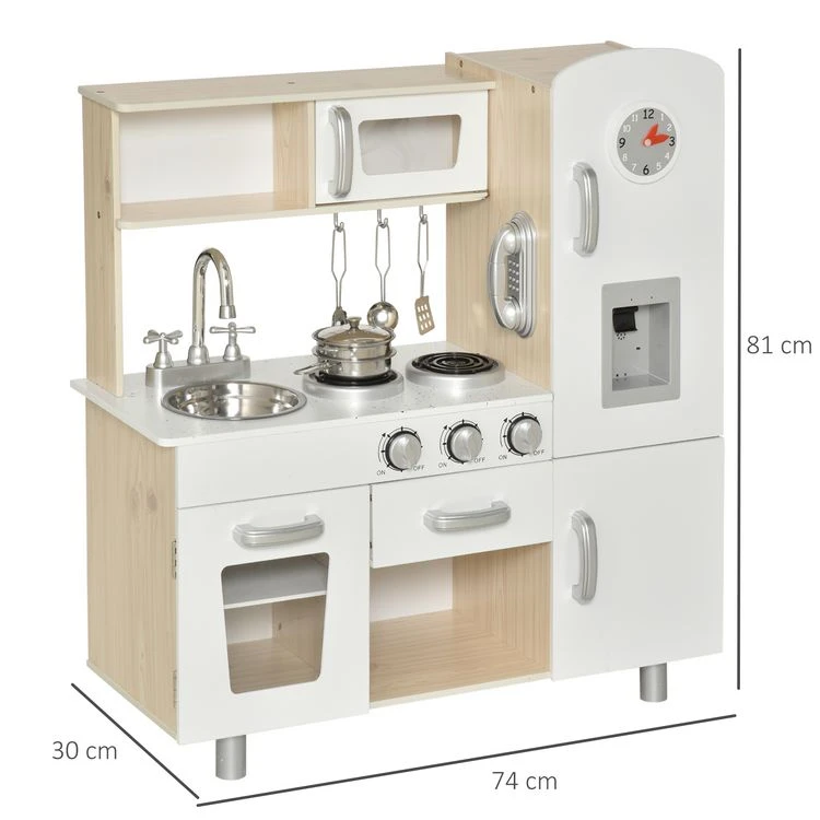 Tout neuf 👏 HOMCOM Cuisine Bois Jeu D'imitation - Cuisine Enfant - Nombreux Accessoires & Rangements Inclus - MDF Pin Blanc Chêne Clair ✨ 5 Tout neuf 👏 HOMCOM Cuisine Bois Jeu D'imitation - Cuisine Enfant - Nombreux Accessoires & Rangements Inclus - MDF Pin Blanc Chêne Clair ✨ – Image 3