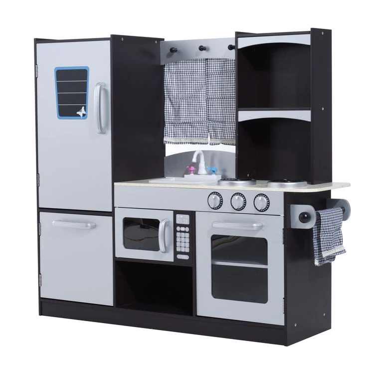 Vente flash 😉 HOMCOM Cuisine Pour Enfants En Bois Jeu Jouet D'imitation Grand Réalisme Multi-équipement 105L X 32l X 95H Cm Argent Noir 🥰 3 Vente flash 😉 HOMCOM Cuisine Pour Enfants En Bois Jeu Jouet D'imitation Grand Réalisme Multi-équipement 105L X 32l X 95H Cm Argent Noir 🥰