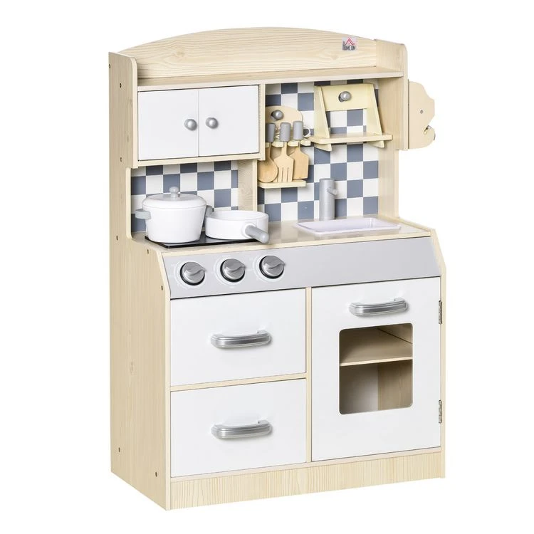 Sortie 🌟 HOMCOM Ensemble De Cuisine Enfant Jeu D'imitation Avec Accessoires, Rangements MDF Blanc 🎉 3 Sortie 🌟 HOMCOM Ensemble De Cuisine Enfant Jeu D'imitation Avec Accessoires, Rangements MDF Blanc 🎉