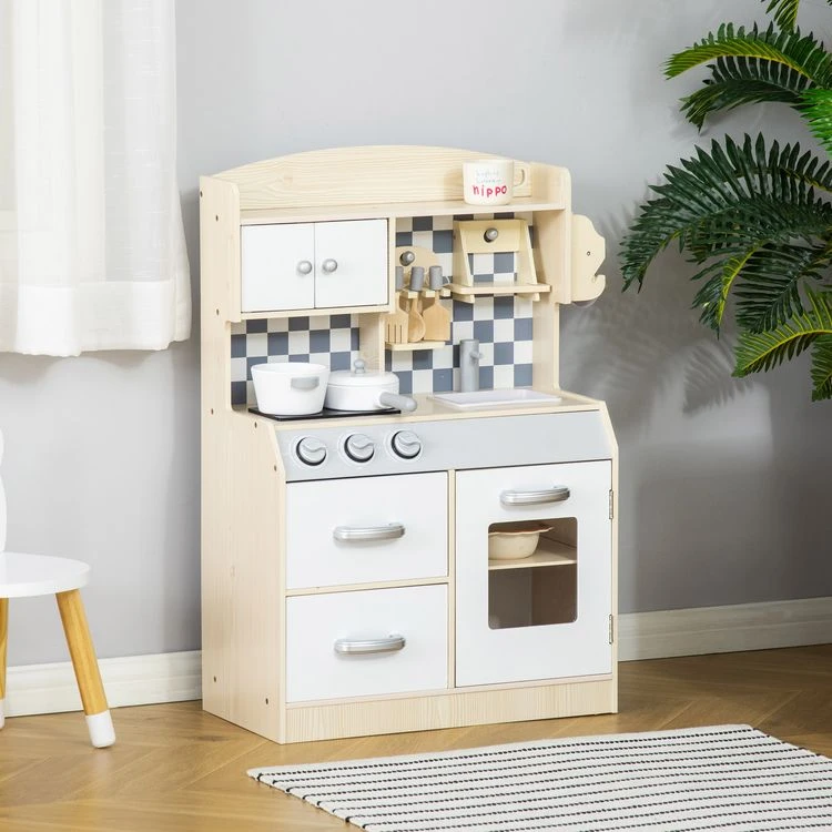 Sortie 🌟 HOMCOM Ensemble De Cuisine Enfant Jeu D'imitation Avec Accessoires, Rangements MDF Blanc 🎉 4 Sortie 🌟 HOMCOM Ensemble De Cuisine Enfant Jeu D'imitation Avec Accessoires, Rangements MDF Blanc 🎉 – Image 2