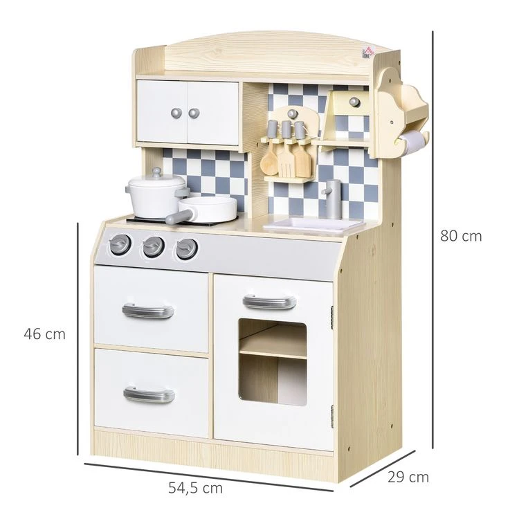 Sortie 🌟 HOMCOM Ensemble De Cuisine Enfant Jeu D'imitation Avec Accessoires, Rangements MDF Blanc 🎉 5 Sortie 🌟 HOMCOM Ensemble De Cuisine Enfant Jeu D'imitation Avec Accessoires, Rangements MDF Blanc 🎉 – Image 3