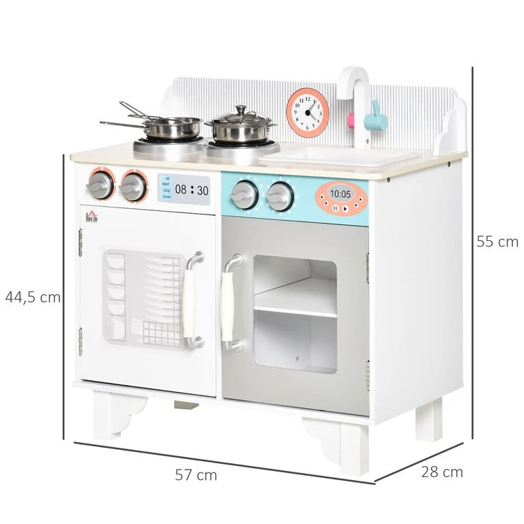 Promo 😍 HOMCOM Ensemble De Cuisine Enfant Jeu D'imitation Cuisine Avec Accessoires Et Rangements MDF Blanc 🌟 5 Promo 😍 HOMCOM Ensemble De Cuisine Enfant Jeu D'imitation Cuisine Avec Accessoires Et Rangements MDF Blanc 🌟 – Image 3