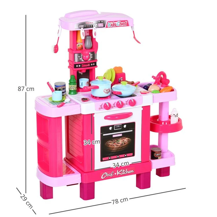 Remise 🎁 HOMCOM Cuisine Pour Enfant Recettes Jeu D'imitation 38 Accessoires Inclus Sons Et Lumières Polypropylène Rose 😀 5 Remise 🎁 HOMCOM Cuisine Pour Enfant Recettes Jeu D'imitation 38 Accessoires Inclus Sons Et Lumières Polypropylène Rose 😀 – Image 3