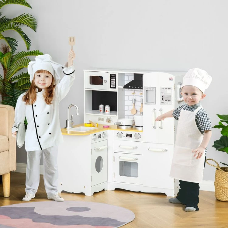 Meilleure affaire 👍 HOMCOM Cuisine Pour Enfant Jeu D'imitation Nombreux Accessoires Rangements évier Réfrigérateur Téléphone Blanc 😍 4 Meilleure affaire 👍 HOMCOM Cuisine Pour Enfant Jeu D'imitation Nombreux Accessoires Rangements évier Réfrigérateur Téléphone Blanc 😍 – Image 2