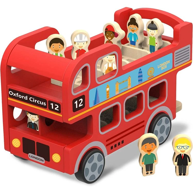 De gros ⌛ Jouet En Bois En Forme De Bus Londonien - Bus Rouge à Deux étages Et 8 Figurines 🤩 3 De gros ⌛ Jouet En Bois En Forme De Bus Londonien - Bus Rouge à Deux étages Et 8 Figurines 🤩