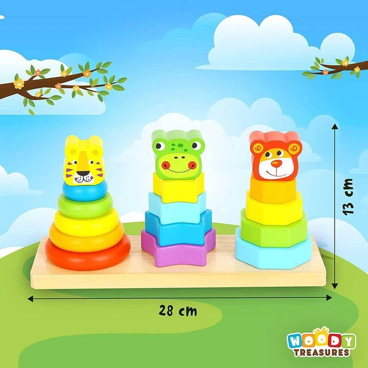Nouveau 🌟 Jouets En Bois Empilables – Anneaux Empilables Avec Tête De Lion, Chien Et Grenouille – Conçu Pour Le Développement Cognitif Et De Motricité Fine 🎉 5 Nouveau 🌟 Jouets En Bois Empilables – Anneaux Empilables Avec Tête De Lion, Chien Et Grenouille – Conçu Pour Le Développement Cognitif Et De Motricité Fine 🎉 – Image 3