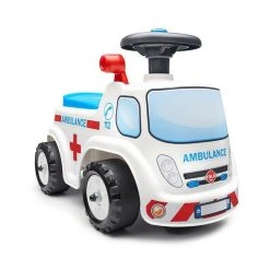 Bon marché ✨ FALQUET Porteur Ambulance Avec Assise Ouvrante Et Volant Directionnel Avec Klaxon 🔥