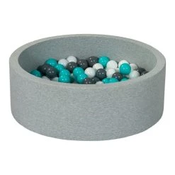 Le moins cher 👏 Piscine à Balles Aire De Jeu + 150 Balles Blanc, Gris, Turquoise 🧨