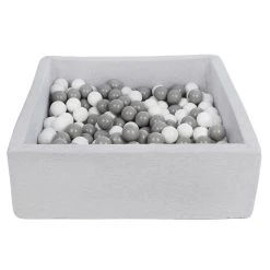 Tout neuf 🎉 Piscine à Balles Pour Enfant, 90x90 Cm, Aire De Jeu + 300 Balles Blanc,gris ⌛