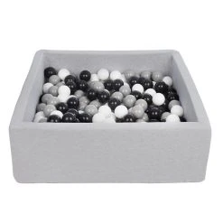 Meilleure affaire 🔔 Piscine à Balles Pour Enfant, 90x90 Cm, Aire De Jeu + 200 Balles Noir, Blanc, Argent 🥰