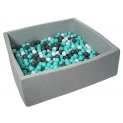 Offres ⭐ Piscine à Balles Pour Enfant, 120x120 Cm, Aire De Jeu + 600 Balles Blanc, Gris, Turquoise ✔️