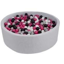 Remise 😍 Piscine à Balles Pour Enfant, Diamètre Env.125 Cm + 1200 Balles Noir,blanc,rose Clair,gris ✔️