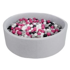Budget 🎉 Piscine à Balles Pour Enfant, Diamètre Env.125 Cm, Aire De Jeu + 900 Balles Noir,blanc,rose,gris 😉