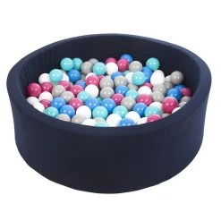 Promo 😀 Piscine à Balles Aire De Jeu + 200 Balles Bleu Marine Blanc,bleu,rose,gris,turquoise ⌛