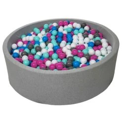 Tout neuf 💯 Piscine à Balles Pour Enfant, Diamètre Env.125 Cm + 1200 Balles Blanc, Bleu, Rose, Gris, Turquoise ✨