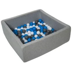 Meilleur prix 🎉 Piscine à Balles Pour Enfant, 90x90 Cm, Aire De Jeu + 150 Balles Blanc, Bleu, Gris 🎁
