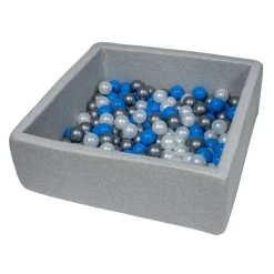 Grosses soldes 🔔 Piscine à Balles Pour Enfant, Dimensions: 90x90 Cm + 150 Balles Perle, Bleu, Argent 😀