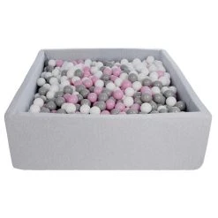 Nouveau 😉 Piscine à Balles Pour Enfant, 120x120 Cm, Aire De Jeu + 1200 Balles Blanc,rose Clair,gris 👍