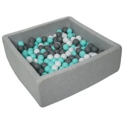 Meilleure affaire 🔔 Piscine à Balles Pour Enfant, 90x90 Cm, Aire De Jeu + 300 Balles Blanc, Gris, Turquoise ⭐
